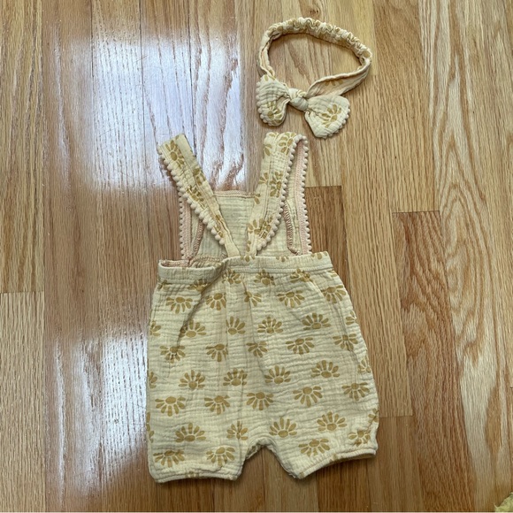 Emily & Oliver boho muslin cotton golden sun romper & headband. Size 6-9 months - Picture 5 of 6